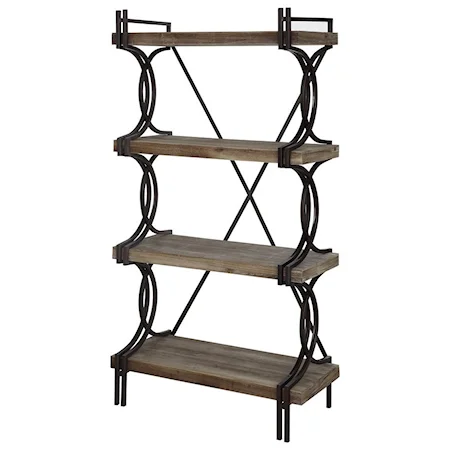 Industrial Metal And Wood Etagere